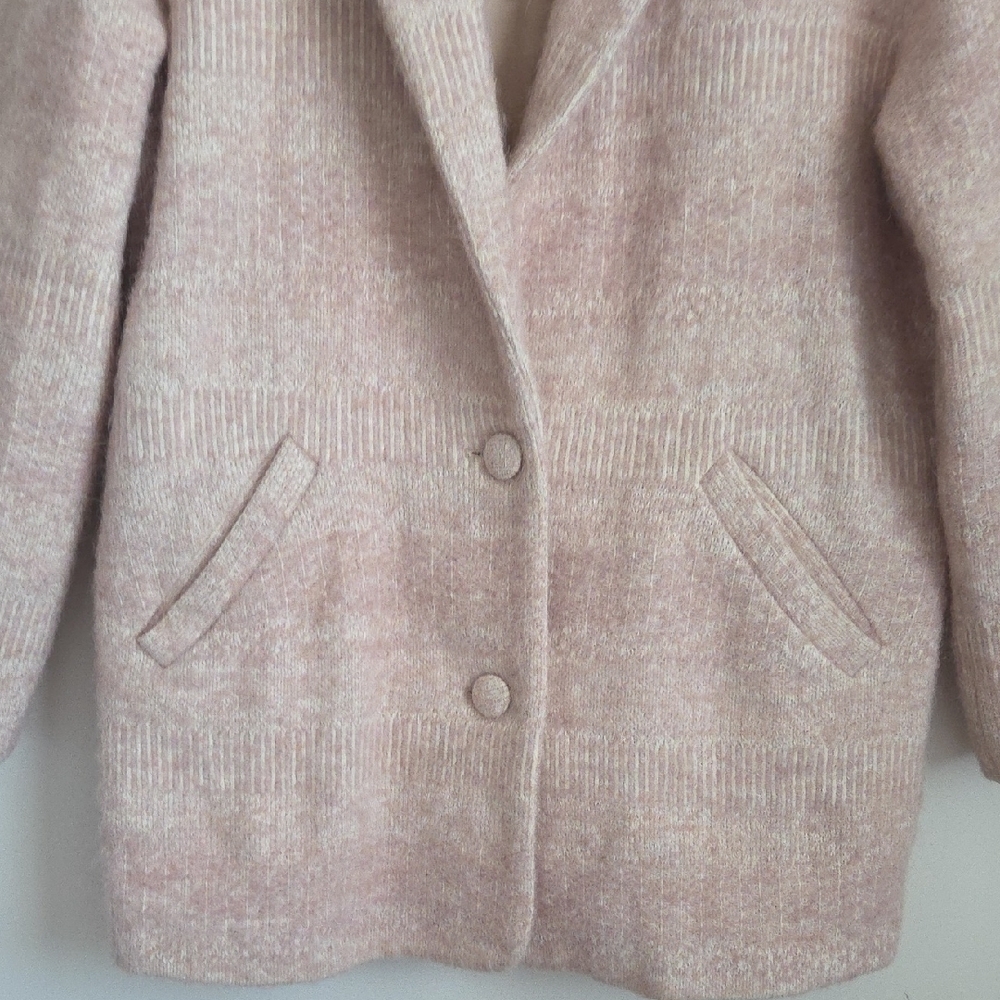 SÉZANE Pink Wool Blend Shawl Collar Coat Soft Rose Melange Size 38 M - Picture 6 of 15
